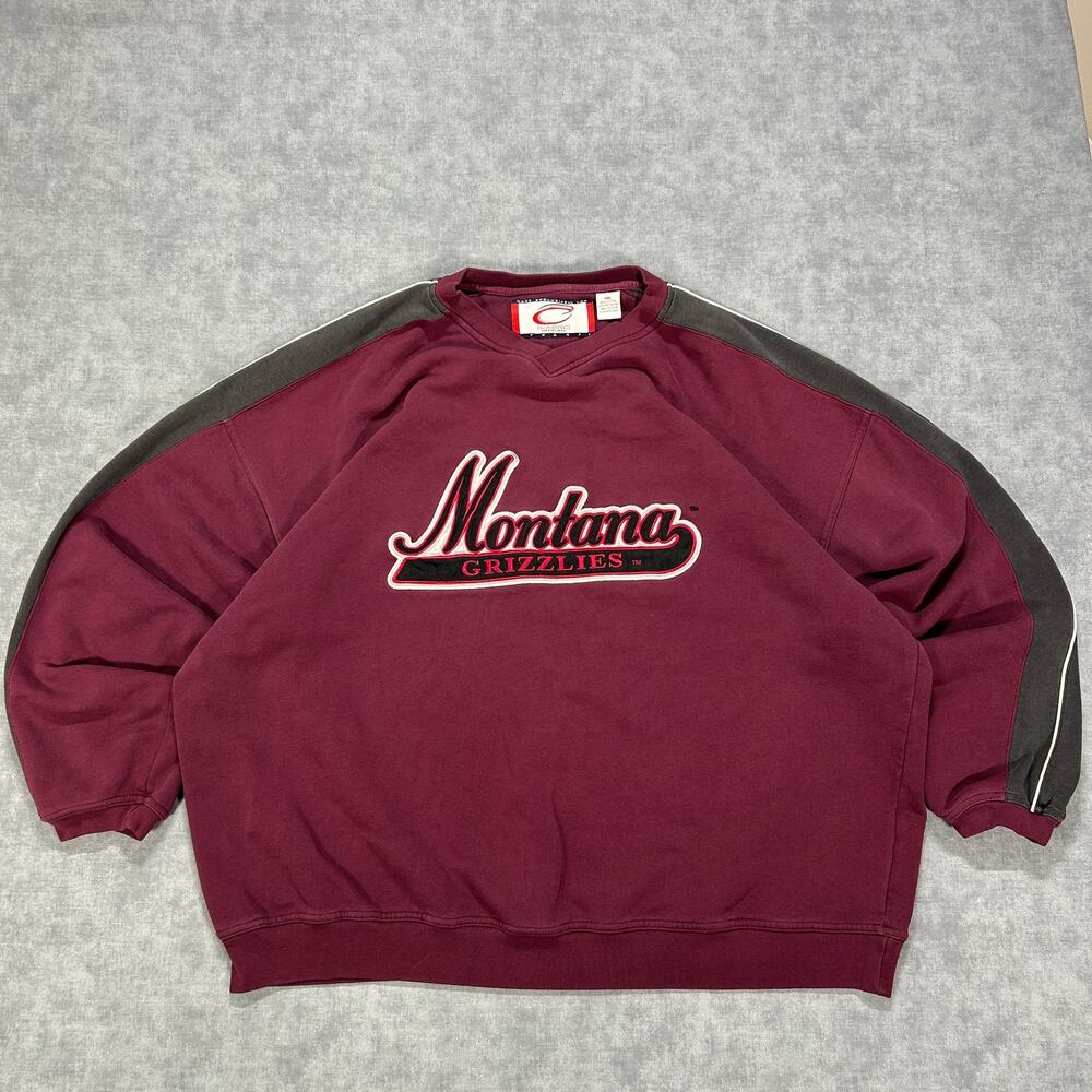Vintage 90s Cadre Athletic Montana Grizzlies Sweatshirt Mens XXL Burgundy Y2K